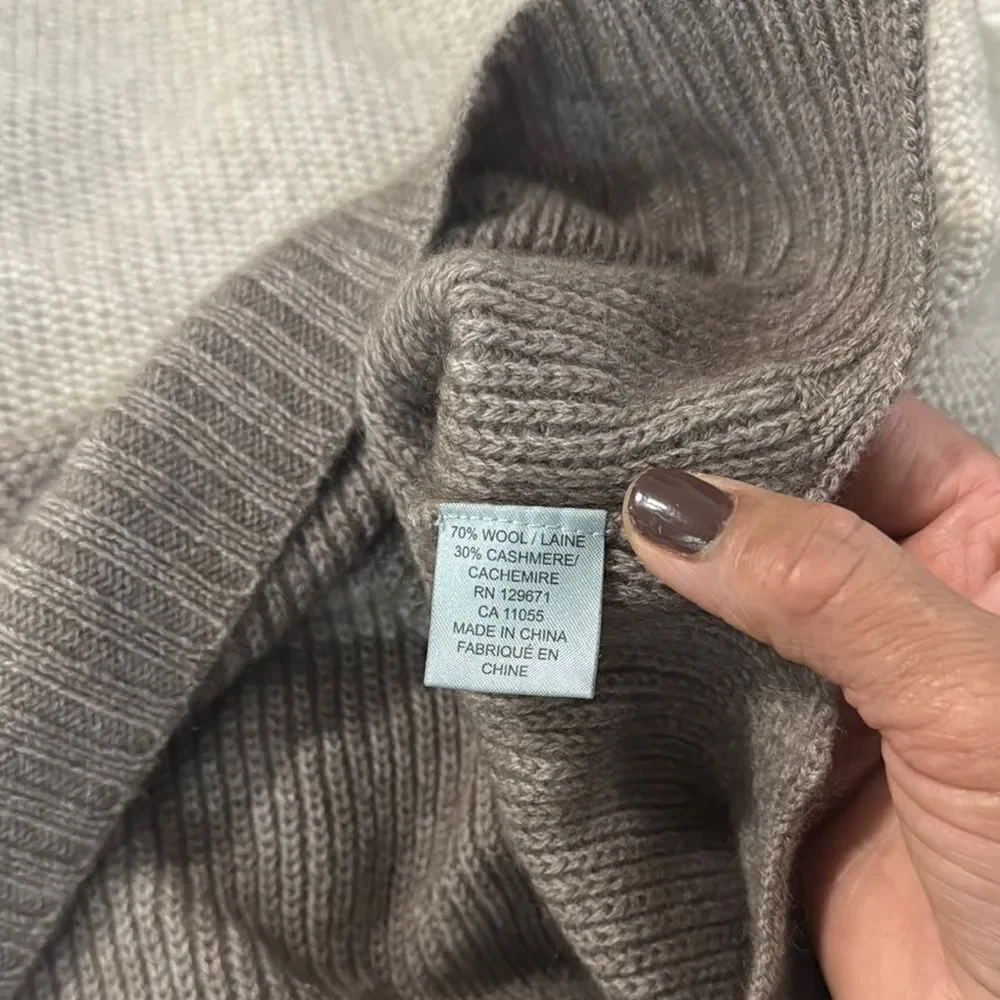 360 Sweater Wool and Cashmere Brown and Tan Crew Neck Sweater Size M